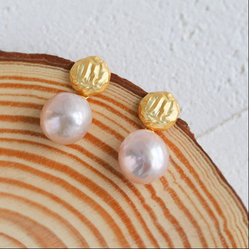 Lava Gold Baroque Pearl Earring